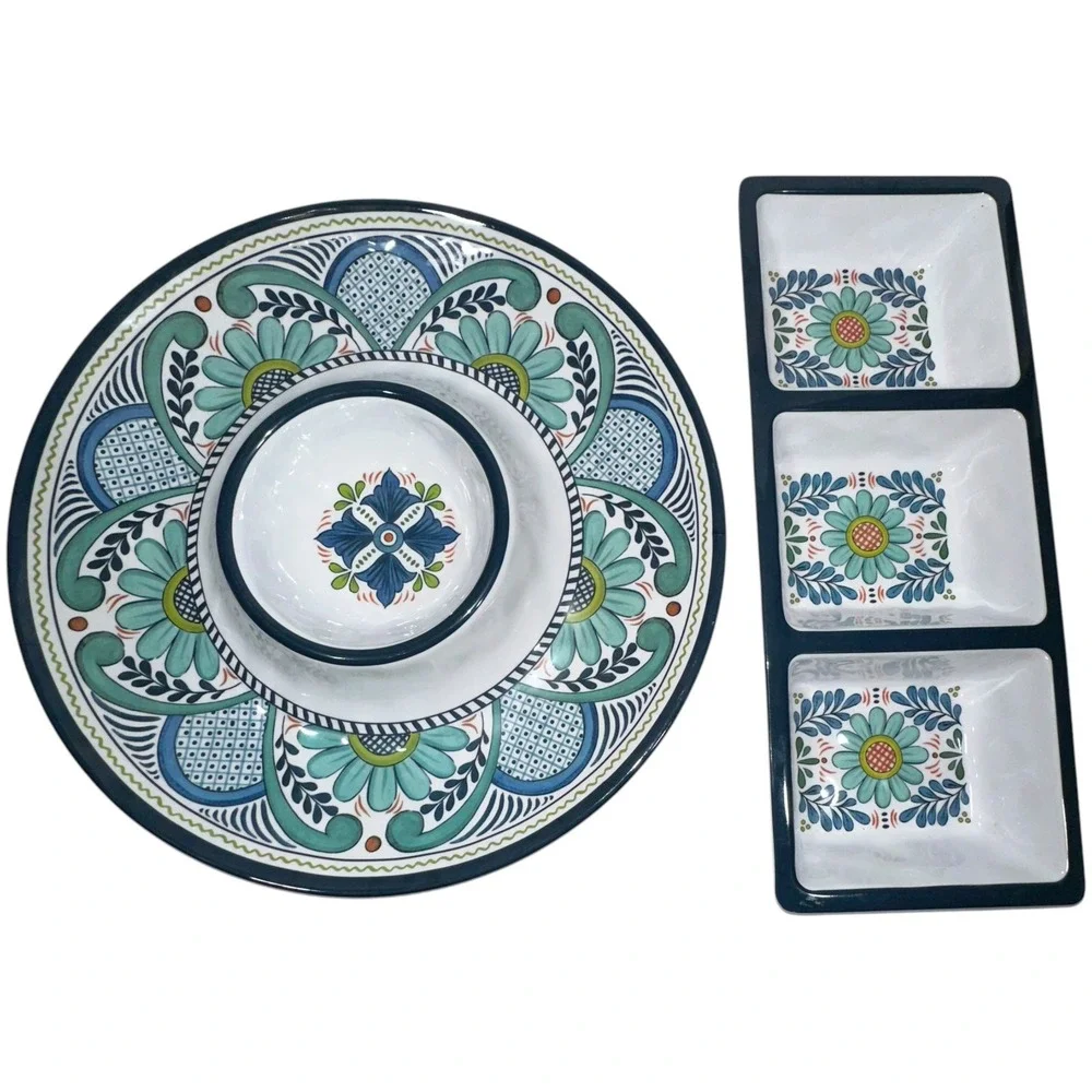 Certified International Talavera 2-Piece Melamine Set, Blue Multicolor‎